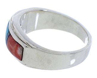 Multicolor Inlay Southwest Sterling Silver Ring Size 6-3/4 EX50984